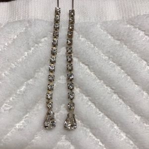 Rhinestone Sparkle Dangle Earrings, 3”